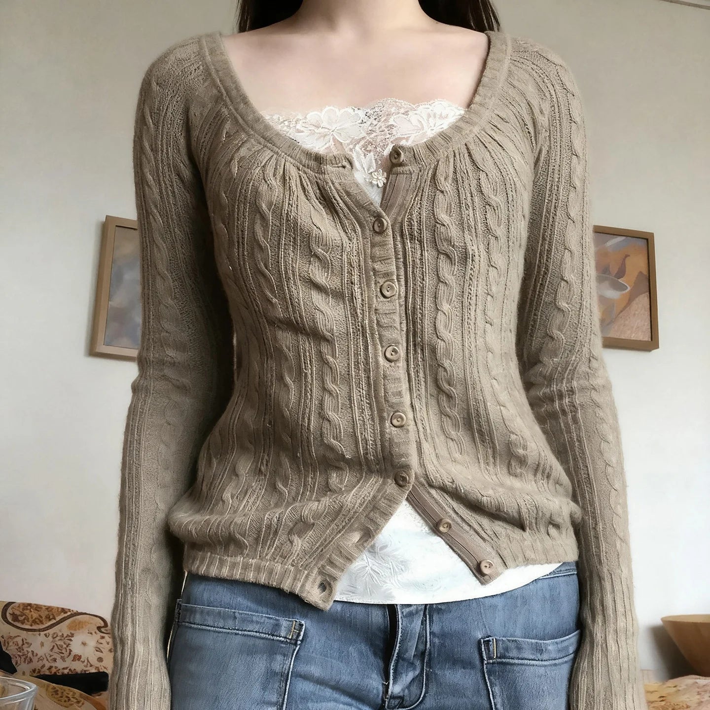 LIZAKOSHT  -  American retro-breasted cardigan with elegant temperament and women's knitted top
