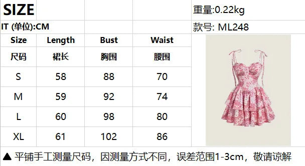 LIZAKOSHT  -  French Summer New Fashion Temperament Beach Lady Sexy Camisole Elastic Waist Mini Dress Floral Short Dresses Casual Y2k Clothes
