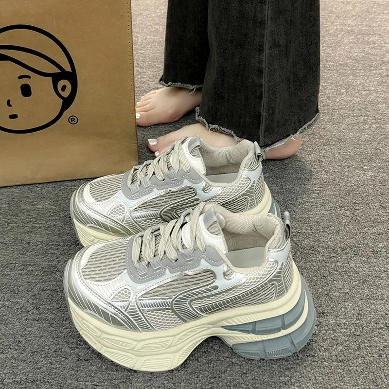 LIZAKOSHT  -  Women's Shoes Casual Shoes Spring Tennis Female Woman-shoes Sneakers Platform Trainers Roses Thick Sole Retro Leisure