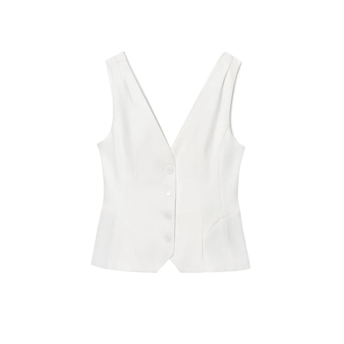 LIZAKOSHT  -  Fashion Slim Vest For Women Summer 2025 New Brown Single Breasted V-neck Sleeveless Waistcoat Sleeveless Office Casual Solid Top