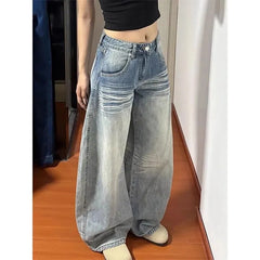 LIZAKOSHT  -  Y2k Jeans Womens Jeans Vintage Distressed Denim Low Waist Relaxed Fit Wide Leg Trousers Spring Summer Casual Oversized Pants