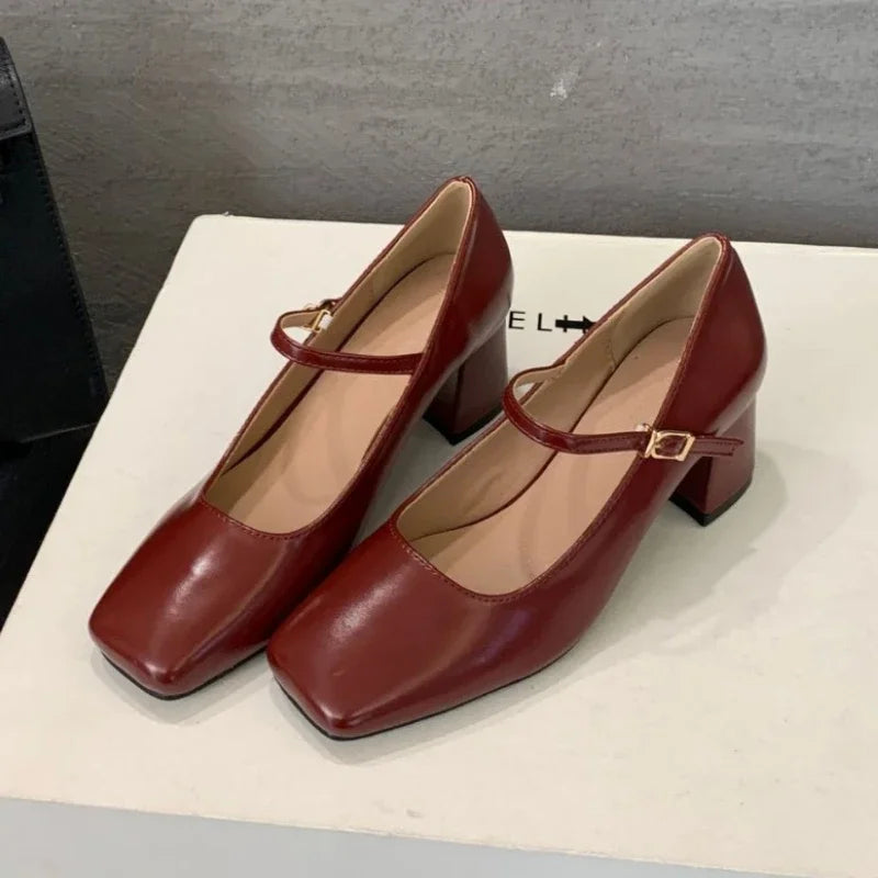 LIZAKOSHT  -  New Fashion Mary Jane Shoes Women Square Toe Elegant Office Shoes High Heel Dress Female Concise Shallow Comfort Women Pumps