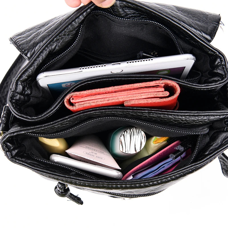 LIZAKOSHT  -  Casual Women Crossbody Bags with tassel Soft PU Leather Messenger Bag Female Small Bags Multiple Pockets Versatile Large capacit