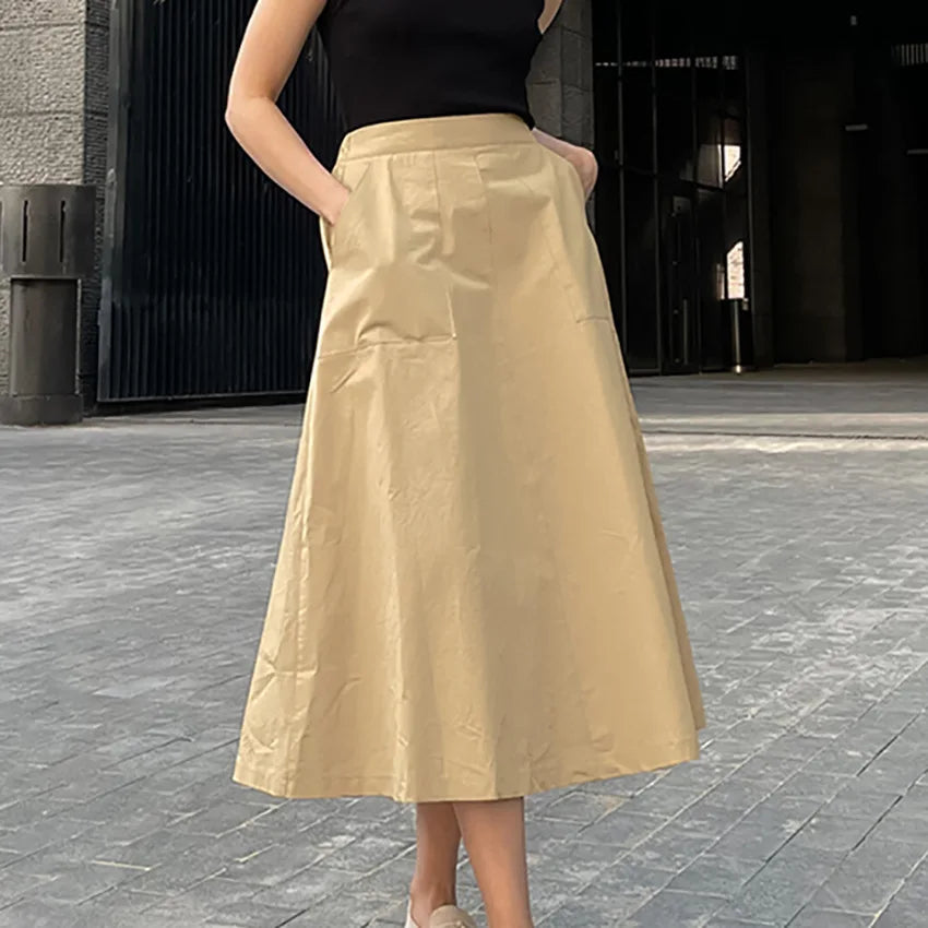 LIZAKOSHT  -  Commuting High Waisted A-line Skirt Spring New Khaki Suit Skirt Half Skirt Women's Clothing