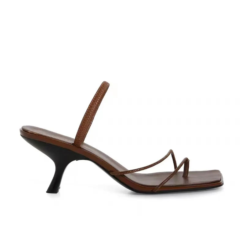 LIZAKOSHT  -  sexy ladies summer shoes narrow band high heels sandals women brand designer clip toe gladaitor sandalias mujer party slides