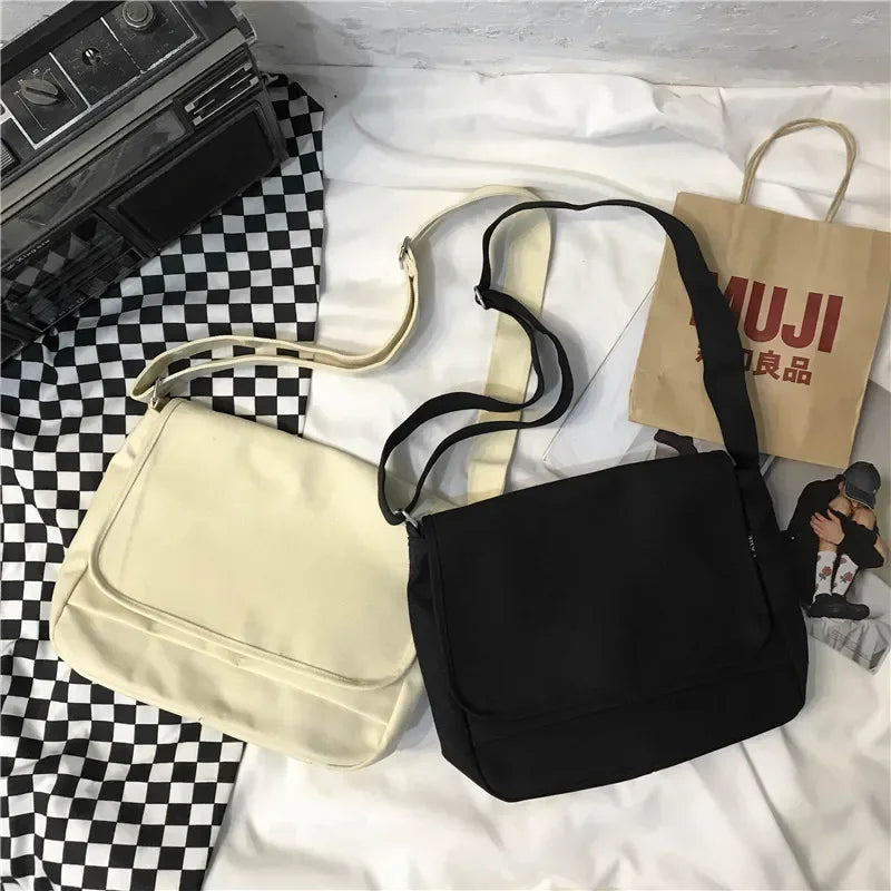 LIZAKOSHT  -  Solid Color Fashion Women's Shoulder Bags High Quality Canvas Crossbody Bag