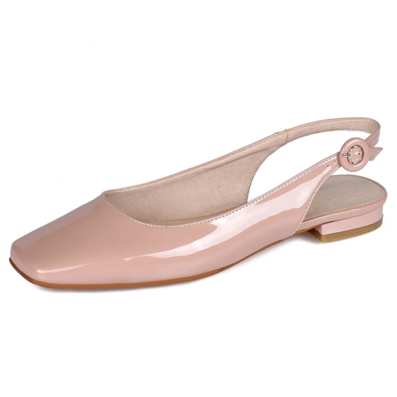 LIZAKOSHT  -  Elegant Flat Loafers Shoes Woman Soft Square toe Large Size Slingbacks Sandals Yellow Pink Dance Walking Office Shoes Comfort