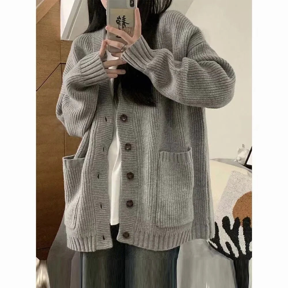 LIZAKOSHT  -  Japanese Fashion College Loose V-neck Cardigan 2026 New Sweater Female Outer Wear Sweater Coat School Uniform Women's Clothing