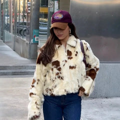 LIZAKOSHT  -  Faux Fur Women Coat 2025 Lapel Zipper Long Sleeve Female Coats Vintage Autumn Winter Pocket Thicken Lady High Street Warm Jacket