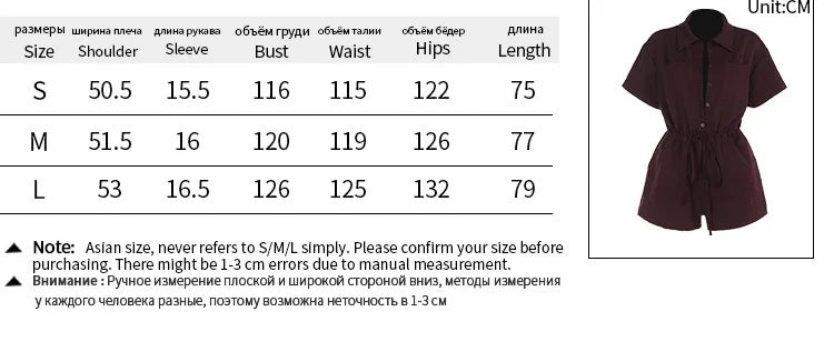 LIZAKOSHT  -  Shirt-Collar Romper Solid Tie-Waist Shorts Jumpsuit with Pockets Casual Sleeveless One Piece Outfit Office Romper