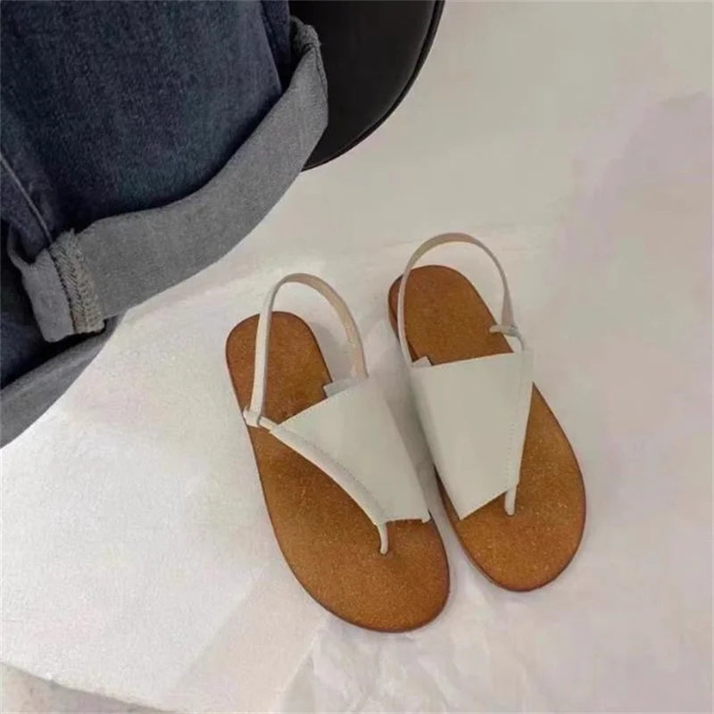 LIZAKOSHT  -  Women's Slippers Summer Sandals New Genuine Leather Flat Women's Shoes Light Slippers Women's Outerwear Casual Flip Flops
