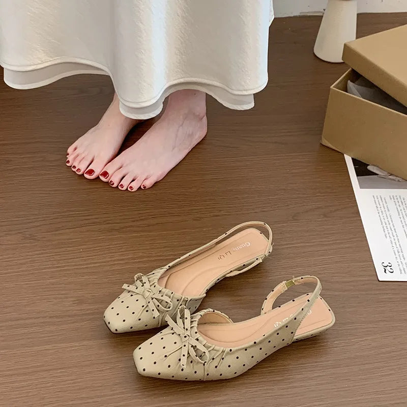 LIZAKOSHT  -  Cover Toe Polka Dot Women Sandals Fashion Slip On Singbacks Mules Pumps Elegant Elegant Slingbacks Sandalias Mujer