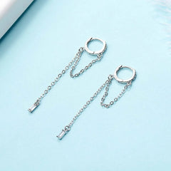LIZAKOSHT  -  Simple Trendy Long Tassel Wild Geometric Circle Fashion Jewelry Copper Hoop Earrings Ear Chain Earrings