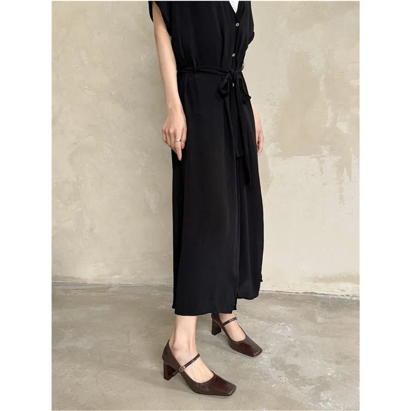 LIZAKOSHT  -  Fashion Pumps New High Quality True Leather Square Head Shallow Mouth High Heels Mary Jane Shoes Commuter Women's Shoes