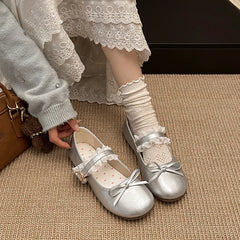 LIZAKOSHT  -  Shoes Woman Flats Bow-Knot Shallow Mouth Elegant Dress Comfortable Butterfly New Summer Butterfly-knot Mary Janes Spring