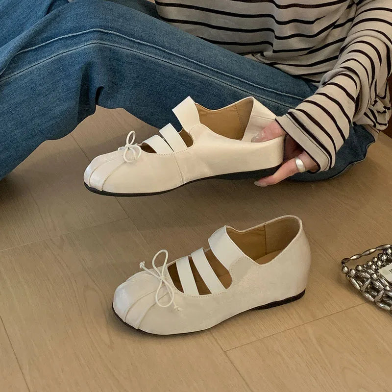 LIZAKOSHT  -  New Fashion Elastic Band Women Ballet Flats Dance Shoes Female Height Increasing Mary Janes Ladies Round Toe Footwear Flat Shoes
