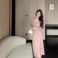LIZAKOSHT  -  New Knitted Hip-pack Dress for Women's Skirt for Autumn and Winter Ruffle Straps Base
