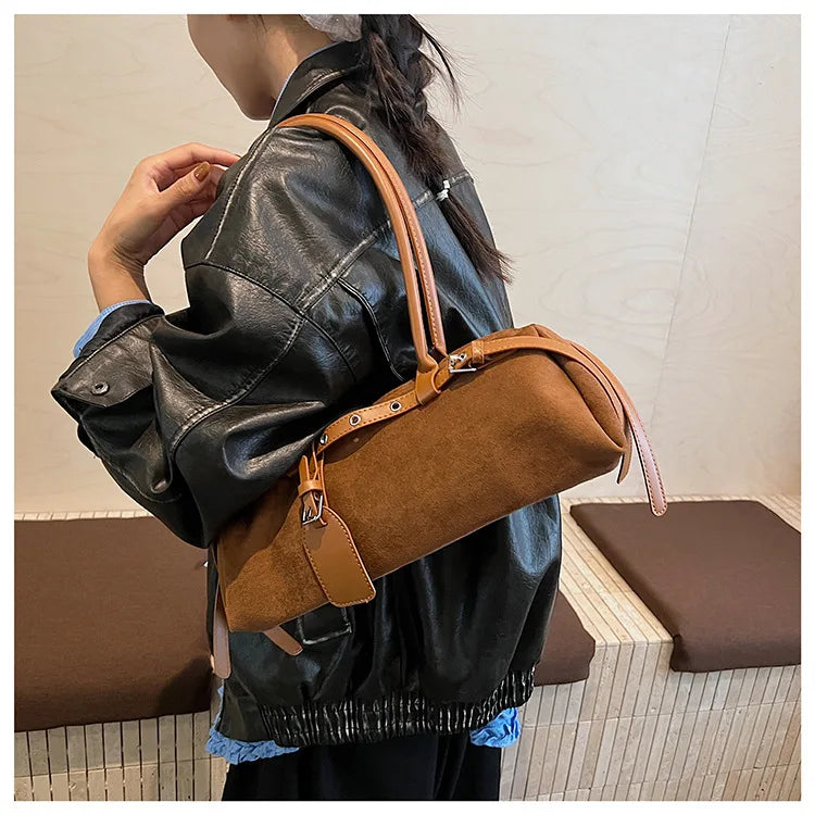 LIZAKOSHT  -  Vintage Faux Suede Shoulder Bag for Women Handbags tassel Female Armpit bag Designer ladies totes burgundy bolsa feminina