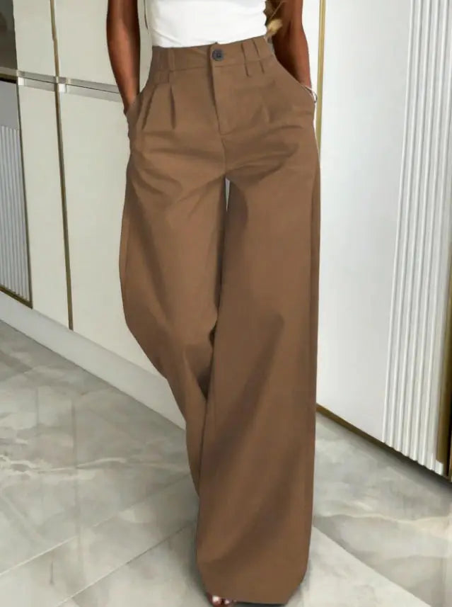 LIZAKOSHT  -  High Quality Commuter Women's Spring/summer High Waisted Narrow Version Wide Leg Pants with A Hanging Feel