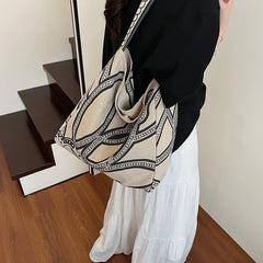 LIZAKOSHT  -  Retro Large Capaci Canvas Tote Bag Women's New Sle Lazy Faion Single oulder Bag Trendy Tot Bag Briti Sle Con...