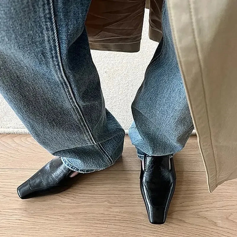 LIZAKOSHT  -   Versatile Low Heel Square Toe Slip-On Women's Shoes Fashionable Rubber Upgraded Comfortable Spring Autumn Collection