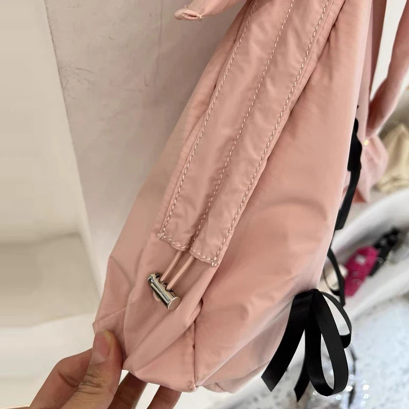 LIZAKOSHT  -  Korean Casual Half Moon Bag For Women Luxury Designer Handbag Purses 2024 New In Nylon Scarves Bow Large Capacity Cloth Shoulder