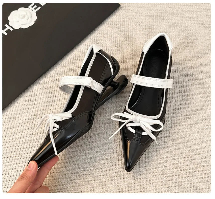 LIZAKOSHT  -  Fashion Pointed Toe Butterfly Knot Strange Style Mary Jane Shoes Women Designer Sports Ballet Shoes Elegant Party Dress Pumps