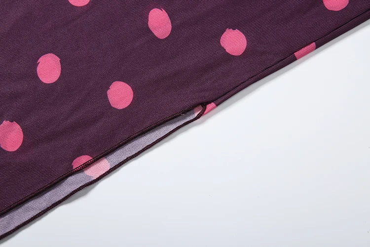 LIZAKOSHT  -  Polka Dot Print 2-Piece Set Hakter Bandage Backless v-Neck Vest+Folds Elastic Waist Skirt Vacation Elegant Suits