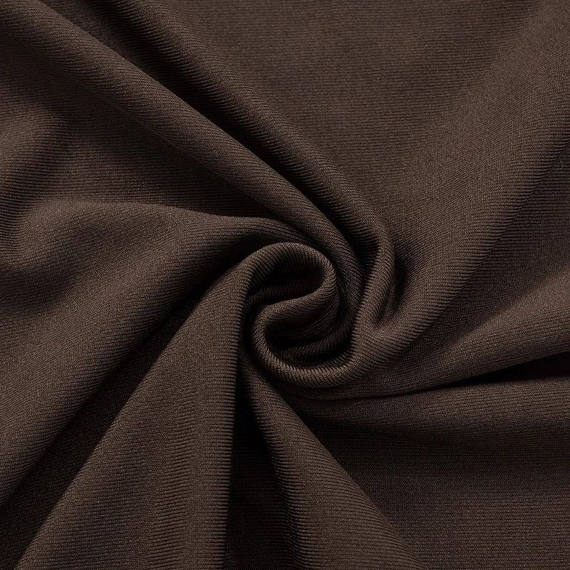 LIZAKOSHT  -  High Collar Hollow Out Solid Color Long-sleeved Bodycon Slim Dresses Sexy Split Skinny Elegant Club Maxi Vestidos