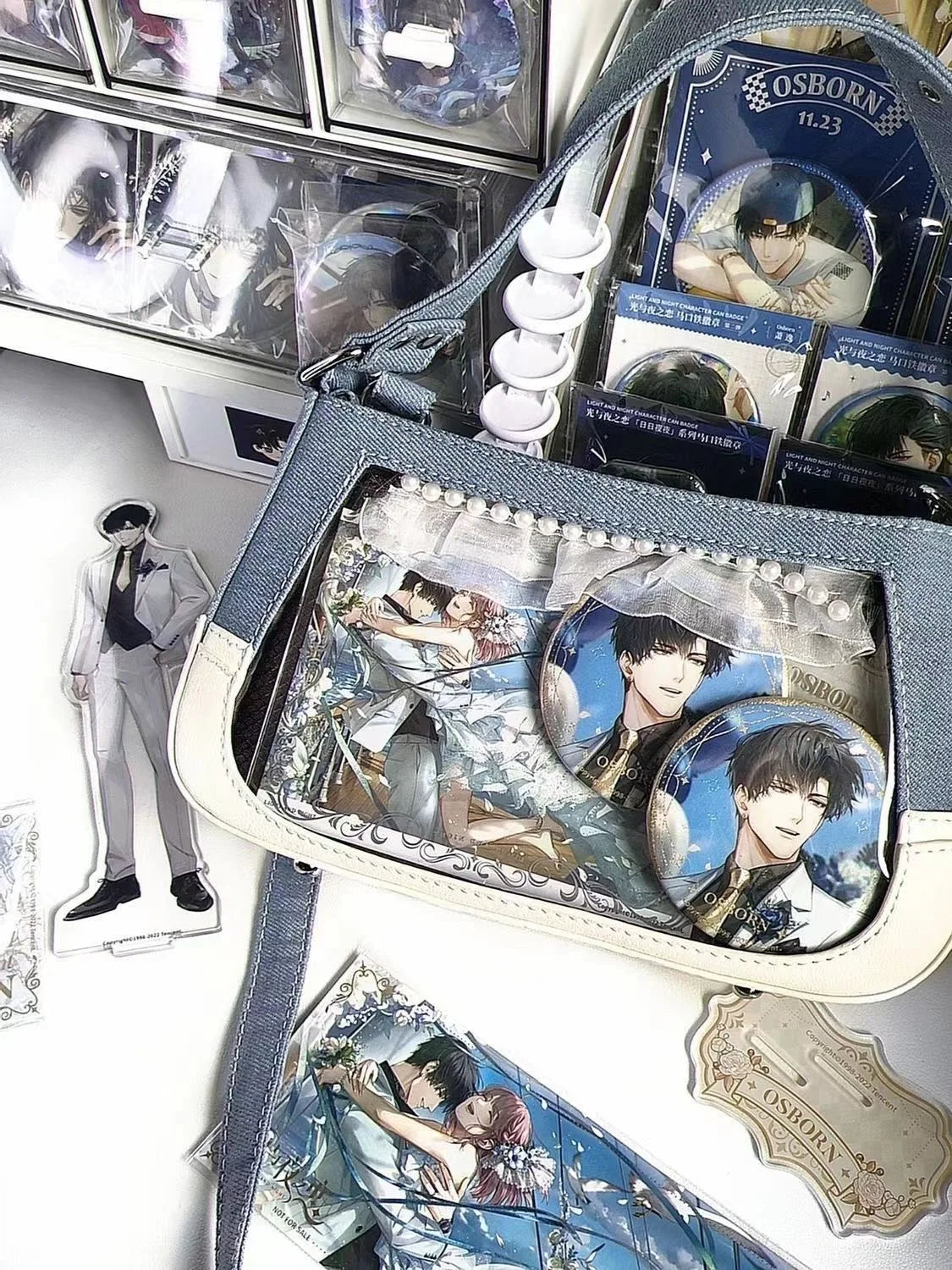 LIZAKOSHT  -  Japanese Fashion Casual Sweet Transparent Ita Bag Contrast Color Patchwork Denim Shoulder Crossbody Bags Trendy Y2k Handbags