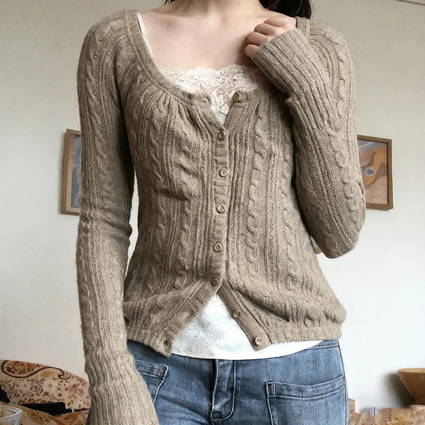 LIZAKOSHT  -  American retro-breasted cardigan with elegant temperament and women's knitted top