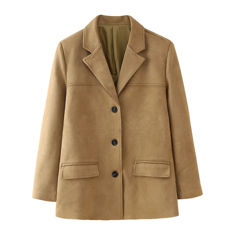 LIZAKOSHT  -  Women Spring Vintage Jacket Coat Fashion Women Turn Down Collar Jacket Femme Streetwear Tops Clothes