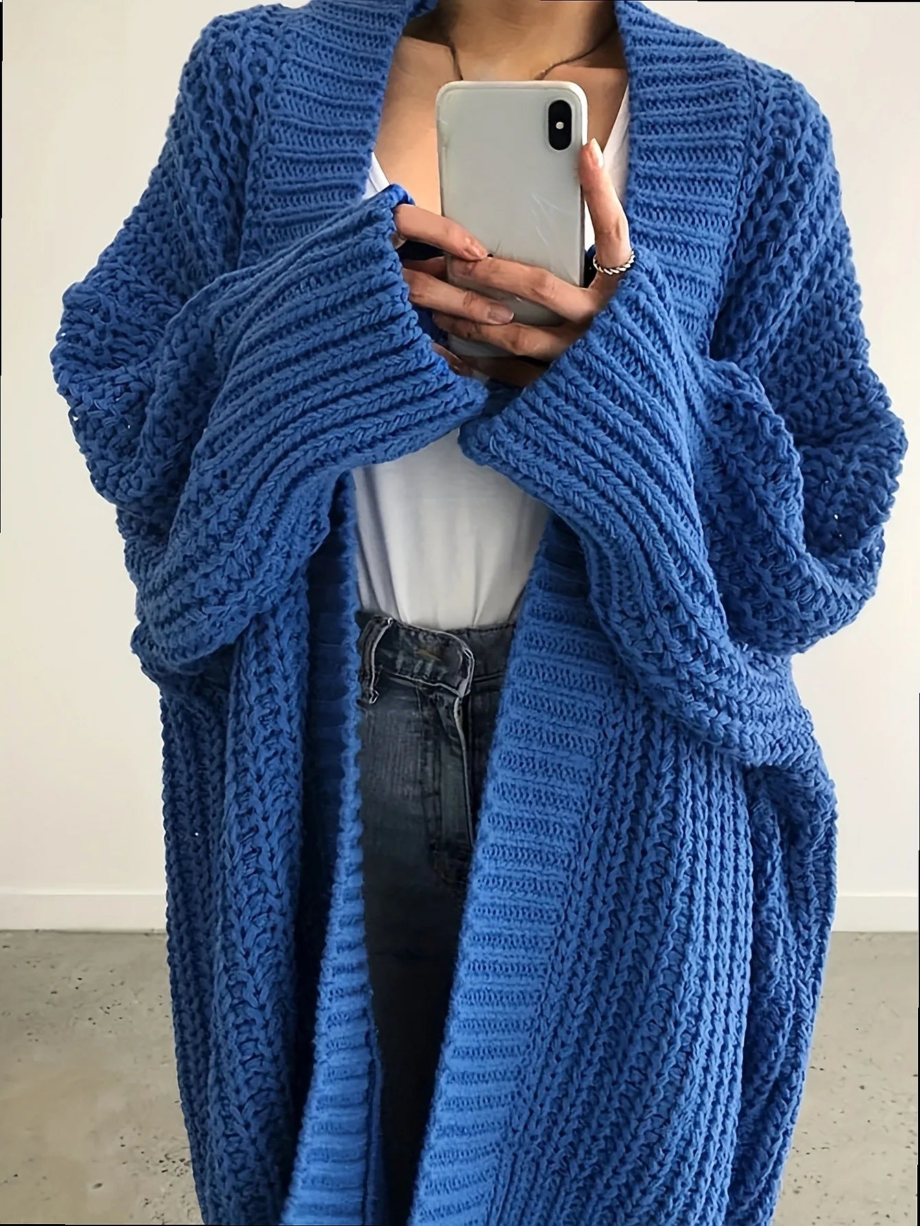 LIZAKOSHT  -  Women Knitted Cardigan Long Cardigans Solid Color Open Front Sweaters Outerwear Spring Summer