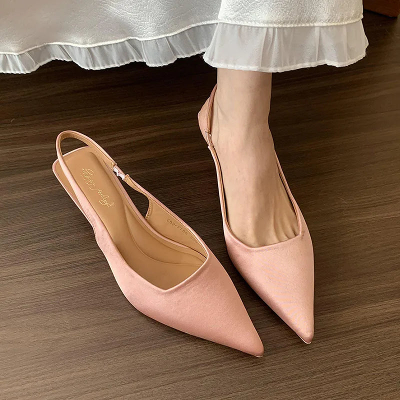 LIZAKOSHT  -  Summer New Brand Women Sandal Fashion Pointed Toe Sahllow Slip On Ladies Elegant Slingback Shoes Thin High Pumps New Woman