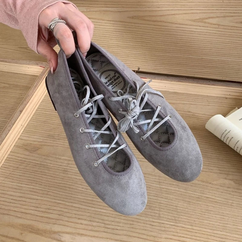 LIZAKOSHT  -  Autumn Cross Tied Round Toe Flat Shoes Women Retro Comfort Casual Shoes Shallow Ballet Style Elegant Mary Jane Shoes Women