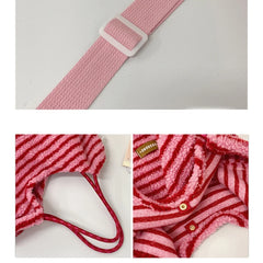 LIZAKOSHT  -  Striped Tote Bag For Women Cute Travel Plush Simple Shoulder Bag Fluffy Large Capacity Handbag For Winter