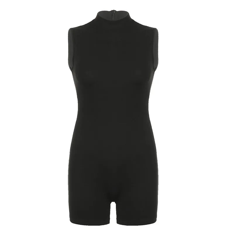 LIZAKOSHT  -  Fashion Casual Lady Women Sports Jumpsuit Invisible Zipper Sleeveless High Street Rompers Basic All-match Female Summer Playsuit