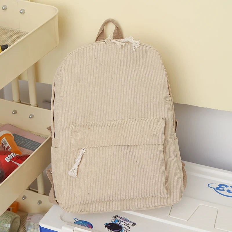 LIZAKOSHT  -  Corduroy Backpack School For Teens Large Book Bag Lightweight Laptop Bag For Girls Women Casual College Work
