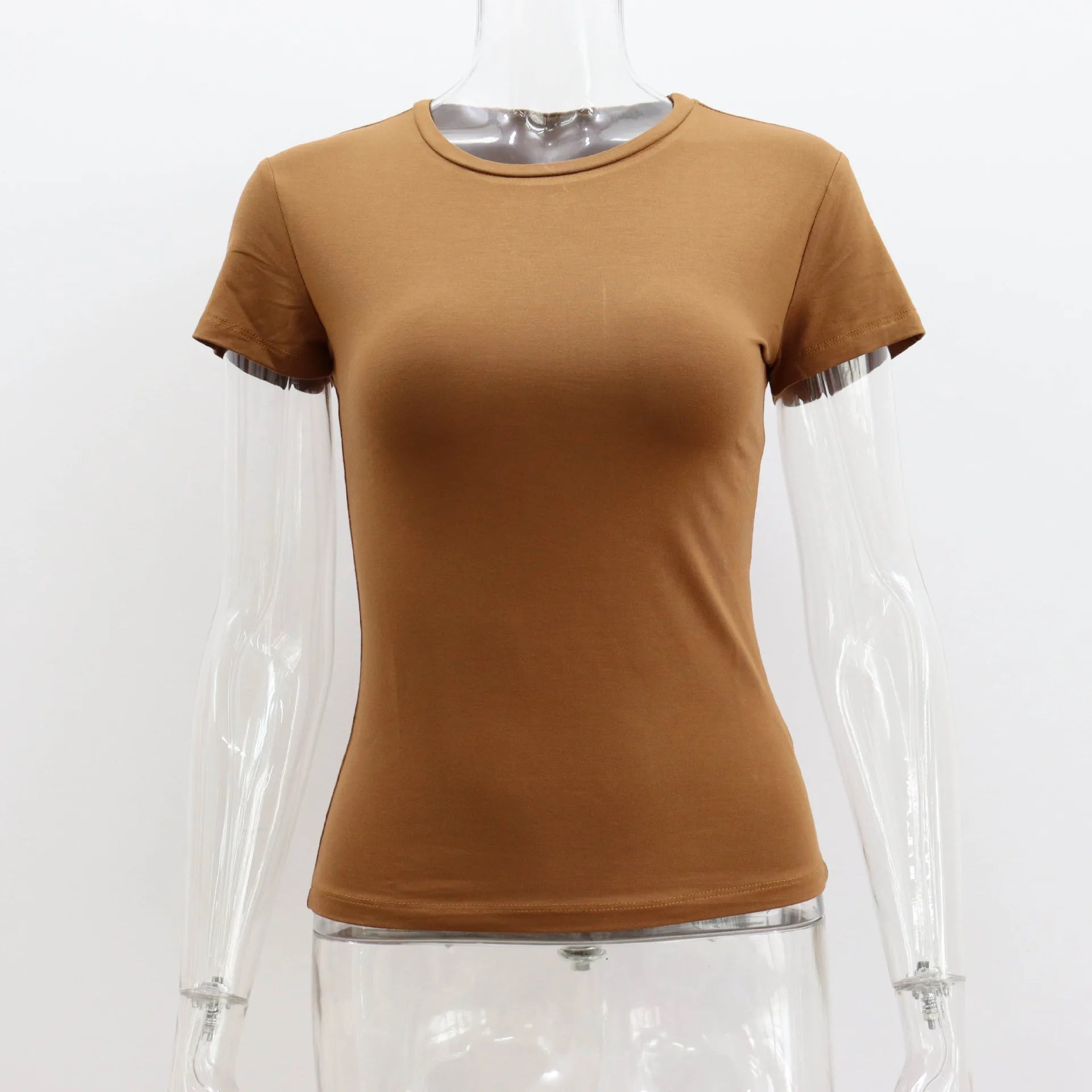 LIZAKOSHT  -  Women Summer Slim High Stretch T Shirts Sexy O-Neck Short Sleeve Tees Summer Tops For Women Clothes