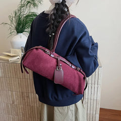 LIZAKOSHT  -  Vintage Faux Suede Shoulder Bag for Women Handbags tassel Female Armpit bag Designer ladies totes burgundy bolsa feminina