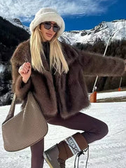 LIZAKOSHT  -  New Autumn Winter Fox Fur Coat Thickened Fluffy Fur Jacket European American Celebrity Faux Fur Women's Plush Overcoat
