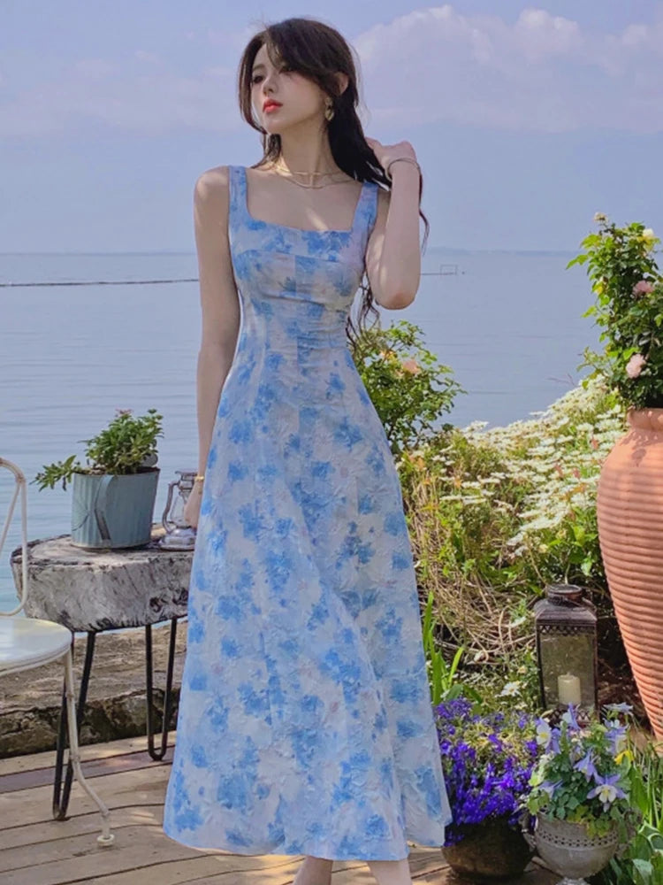 LIZAKOSHT  -  Elegant Evening Dress Sweet Floral Slim Midi Club Gown Beach Robe Femme Ladies Sexy Mujer Vestido Summer Dress For Women