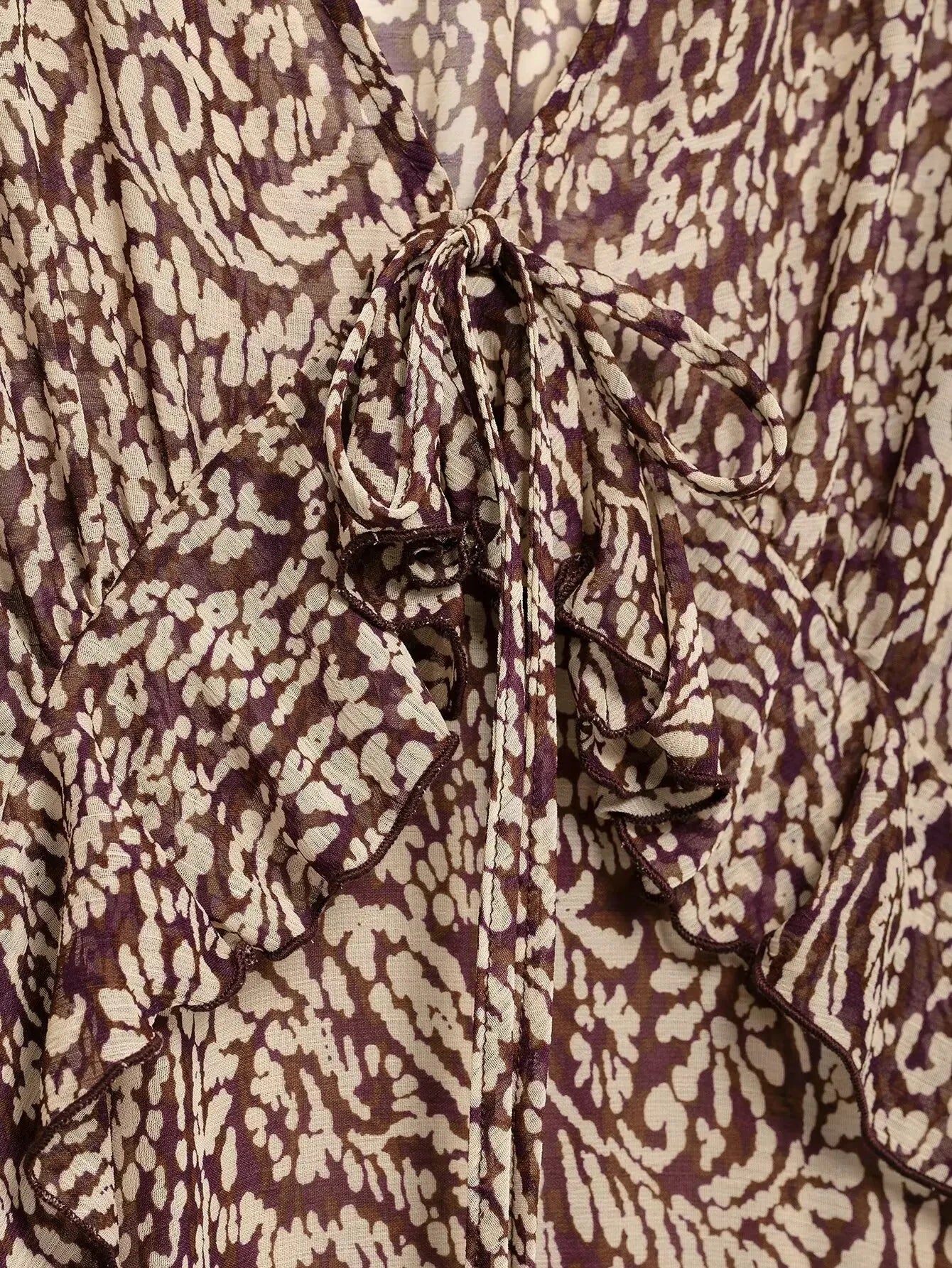 LIZAKOSHT  -  Floral Print Long Dress Women 2025 New Summer Elegant Loose V-neck Lace Up Midi Dresses Vintage Chic Boho Casual Party Dresses