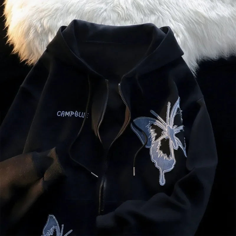 LIZAKOSHT  -  Women Clothing Y2k Hoodies Jackets Streetwear BF Casual Sweatshirts Oversized Tops Chic Hooded Butterfly Hoodie Ropa Mujer