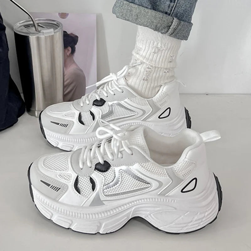LIZAKOSHT  -  Women's Platform Mesh Sports Shoes Fashion Breathable Walking Chunky Sneakers Woman Thick Sole Non Slip Lace Up Running Shoes