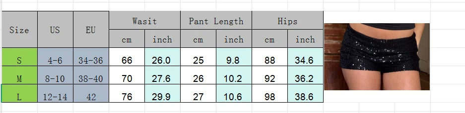 LIZAKOSHT  -  Y2k Vintage Sequin Shorts Sexy Clubwear Holiday Festival Low Waist Skinny Hot Pants Women High Street Booty Shorts Chic Bottoms