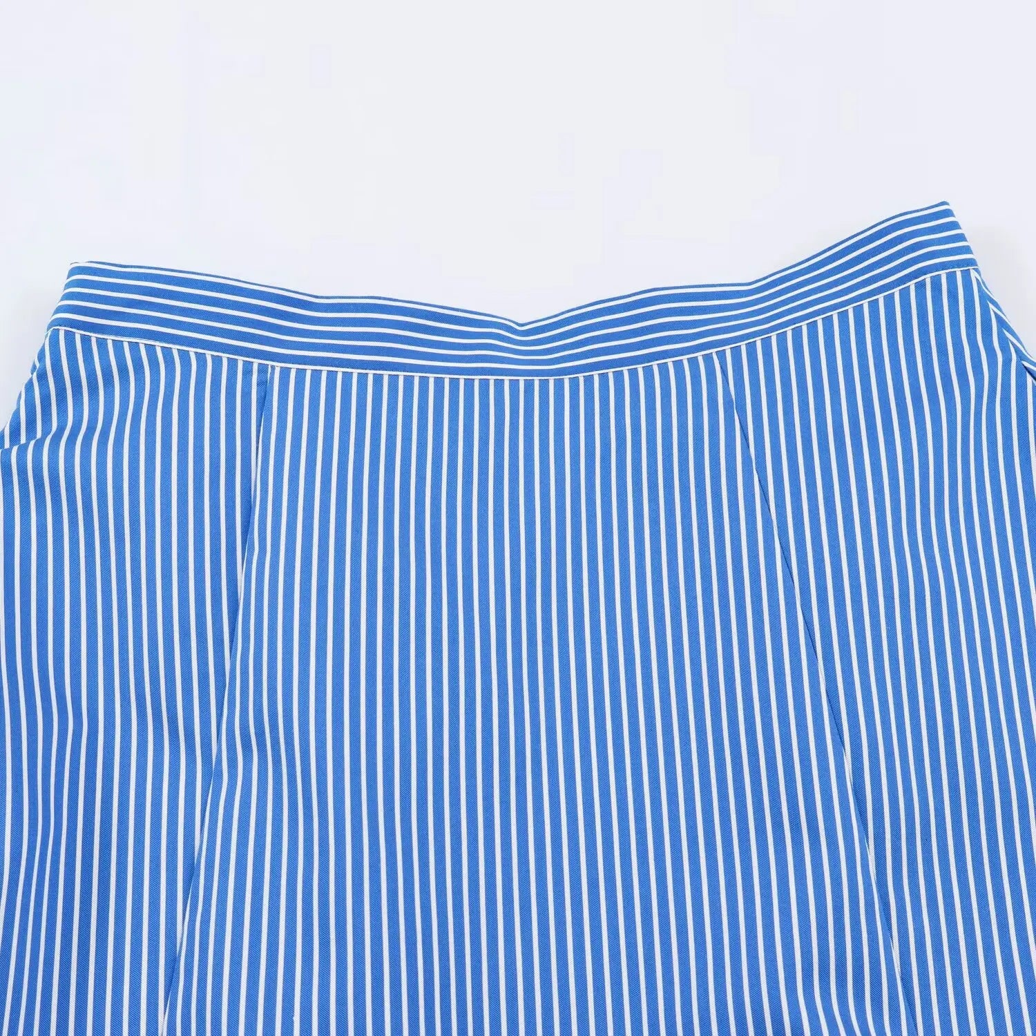 LIZAKOSHT  -  Fashion Women Blue White Stripes Midi Skirt Zipper Waist A-lined Swing A-lined Umbrella Skirts Bottom