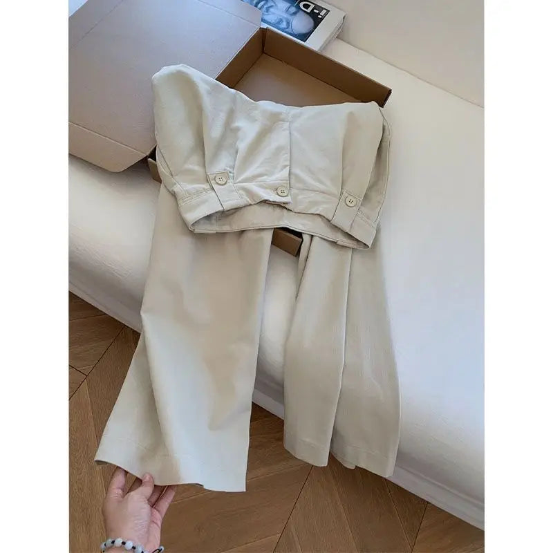 LIZAKOSHT  -  Cargo Pants Woman Solid Spring Autumn Versatile Vintage Pantalones Mujer Korean Fashion Simple Casual Trousers