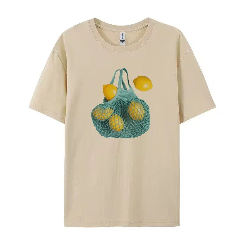 LIZAKOSHT  -  Lemon Female Graphic Tees Grunge Y2k Aesthetic T-Shirt Harajuku Streetwear Cute Fruit T Shirt Women Loose Retro Fashion Clothing