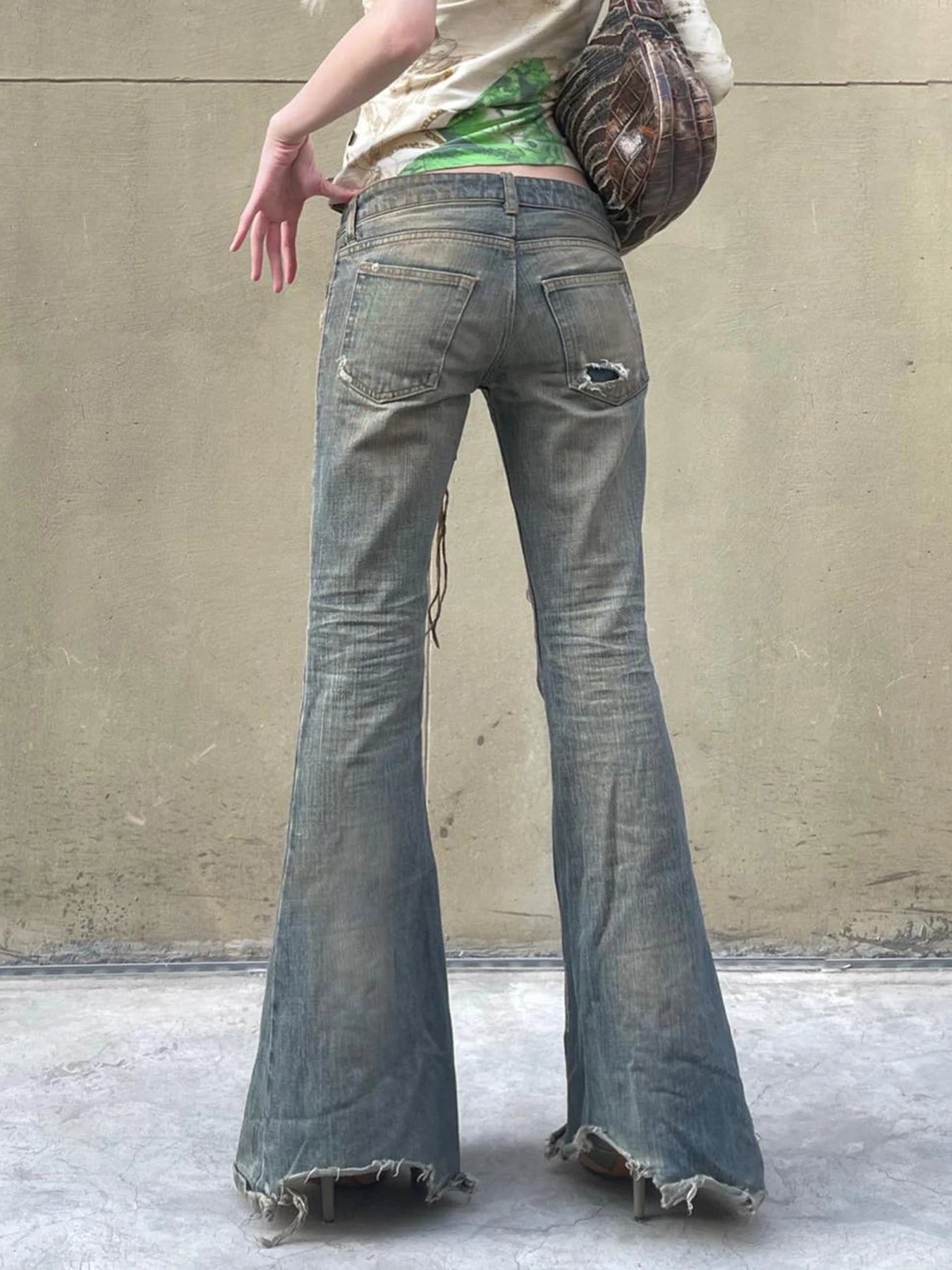 LIZAKOSHT  -  Vintage Low Rise Flared Jeans Streetwear Wide Leg Denim Pants Y2k Aesthetic Female Straight Trousers Chic All Match New